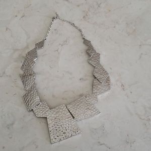 Silver fashion jewelry statement necklace